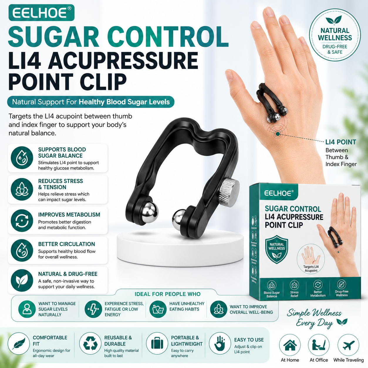 EELHOE - Sugar Control L14 Acupressure Point Clip