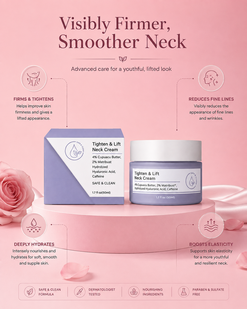 Tighten & Lift Neck Cream – Anti-Aging Firming Formula with Hyaluronic Acid & Caffeine