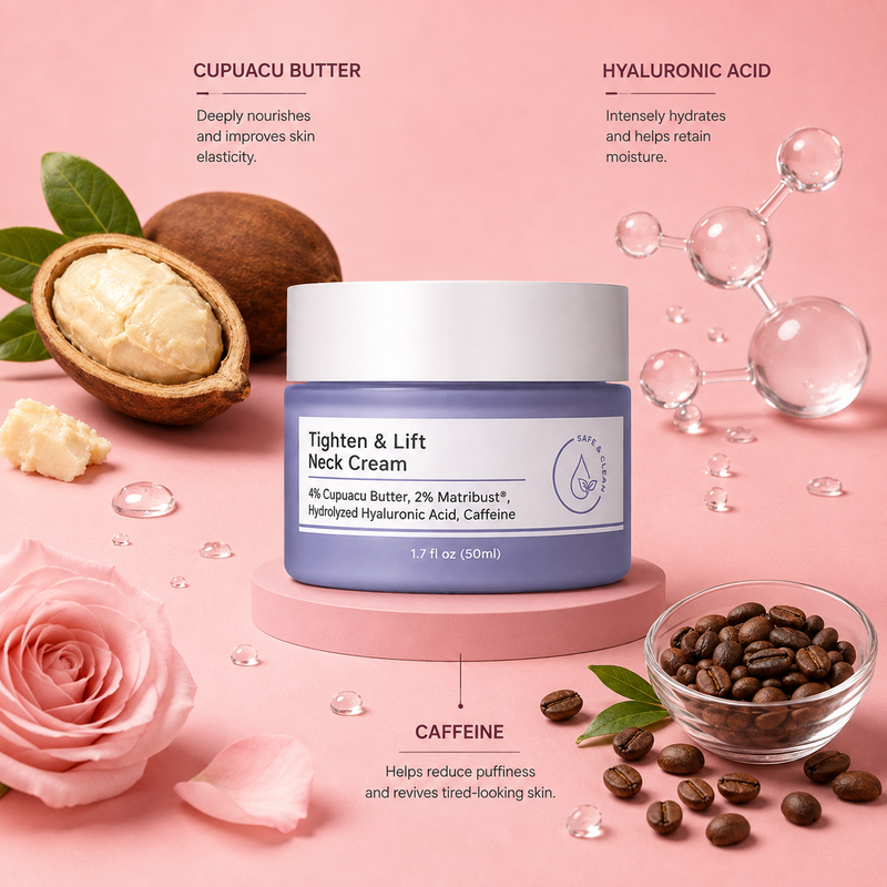 Tighten & Lift Neck Cream – Anti-Aging Firming Formula with Hyaluronic Acid & Caffeine