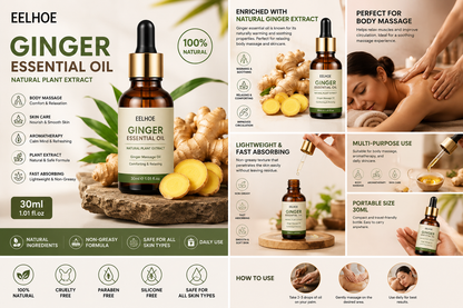 EELHOE Ginger Slimming Massage Oil |Body Oil for Belly, Waist & Thigh Massage | 30ml