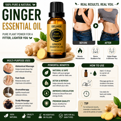 EELHOE Ginger Slimming Massage Oil |Body Oil for Belly, Waist & Thigh Massage | 30ml