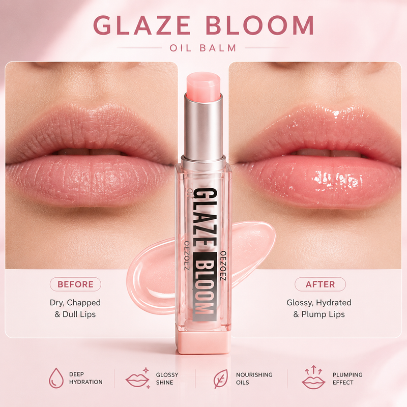 Oezoez Glaze Bloom Oil Balm – Glossy Hydrating Lip Oil Stick for Plump, Soft Lips
